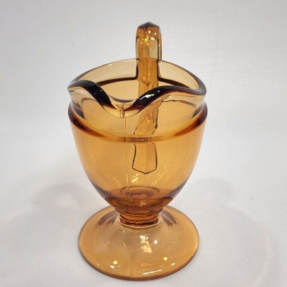 Vintage Fostoria Jamestown 5" Creamer Milk Pitcher Amber Footed VG - Picture 6 of 11